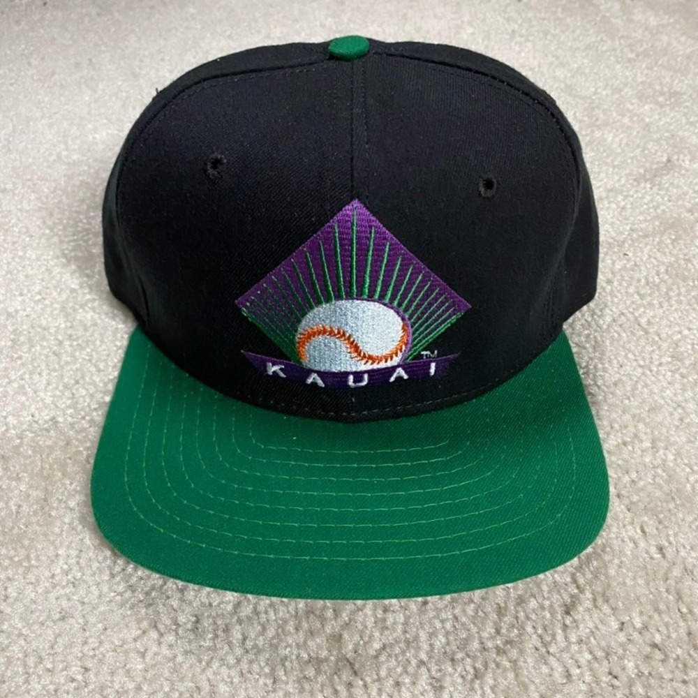 VTG New Era Kauai Emeralds Hat Hawaii Winter Baseball Snapback Made USA Retro